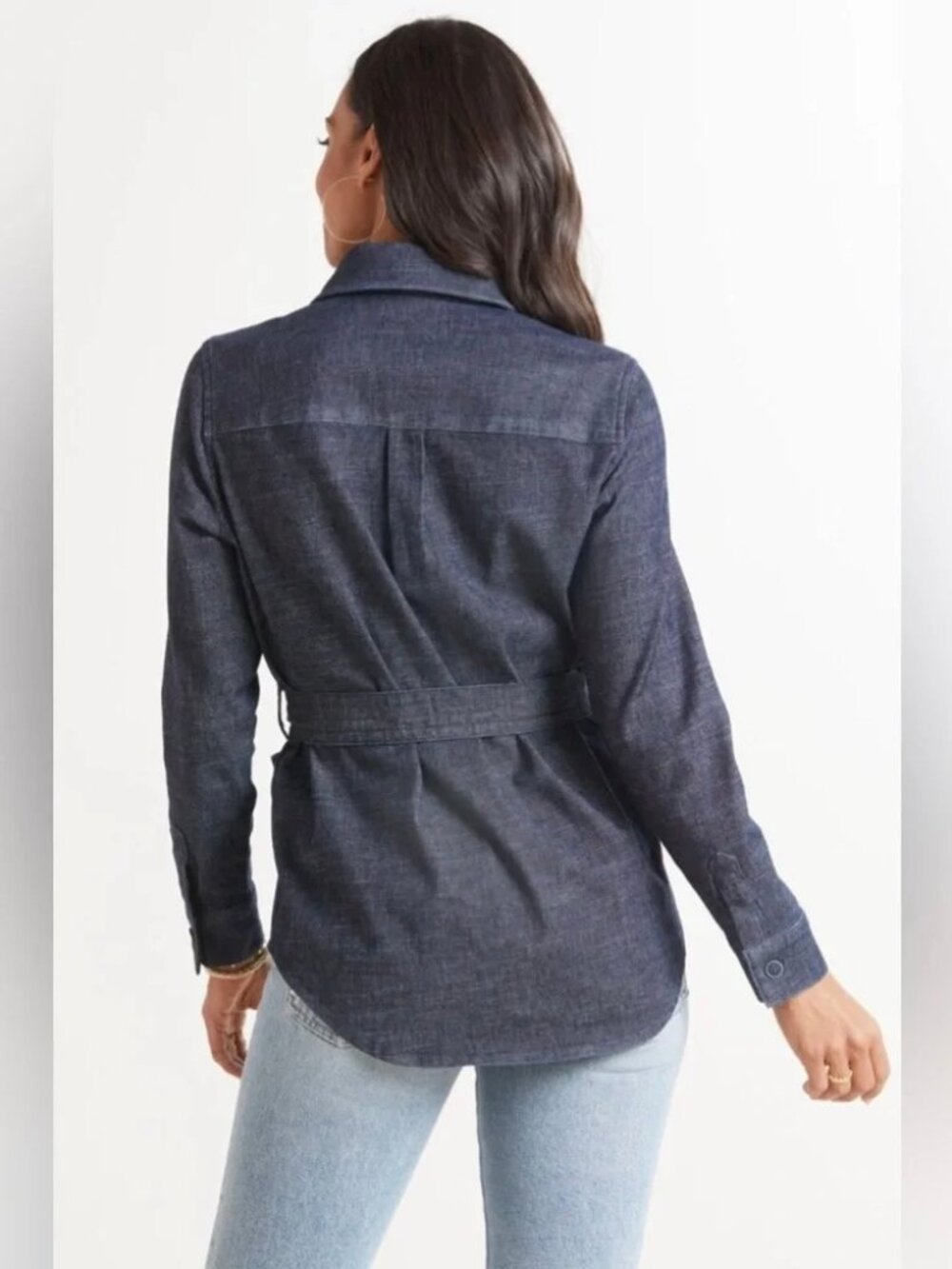 Anthropologie Level 99 Denim Belted Shacket - Picture 5 of 9